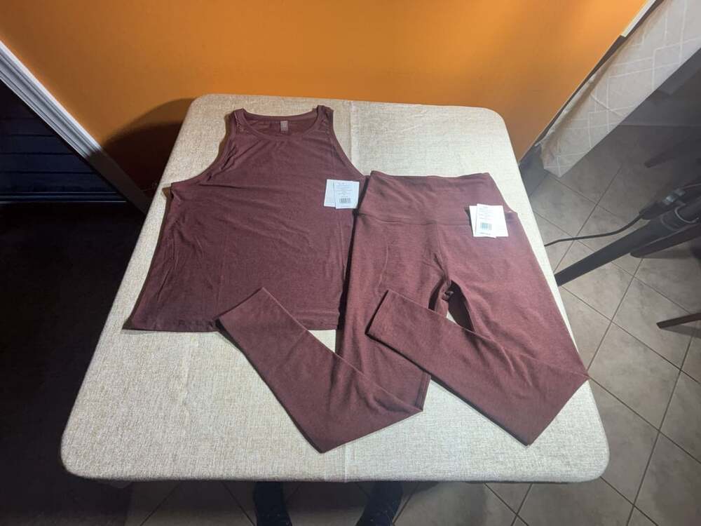 Beyond Yoga Spacedye Set Size M Brown Tank Leggings NWT